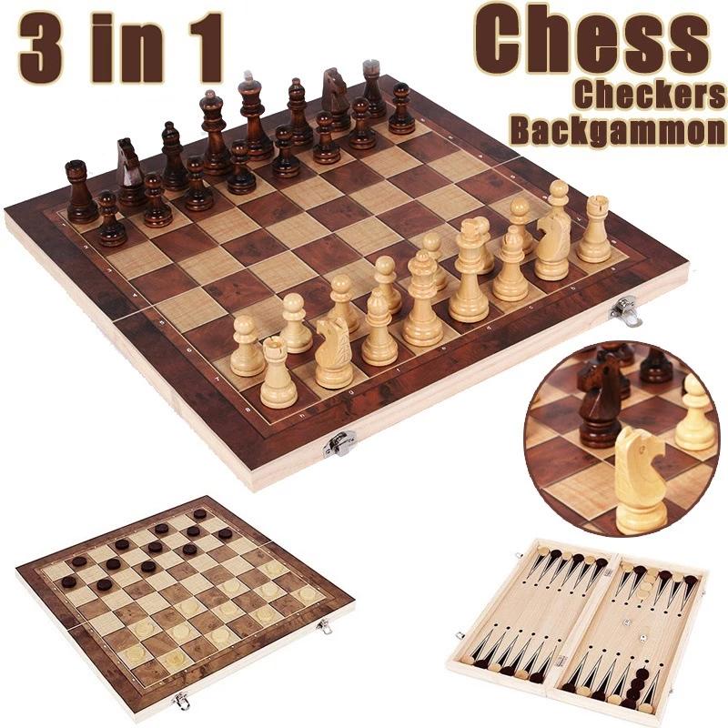 3 in 1 Chess Board, Folding Wo - Board Game Zenith ulasan dan harga