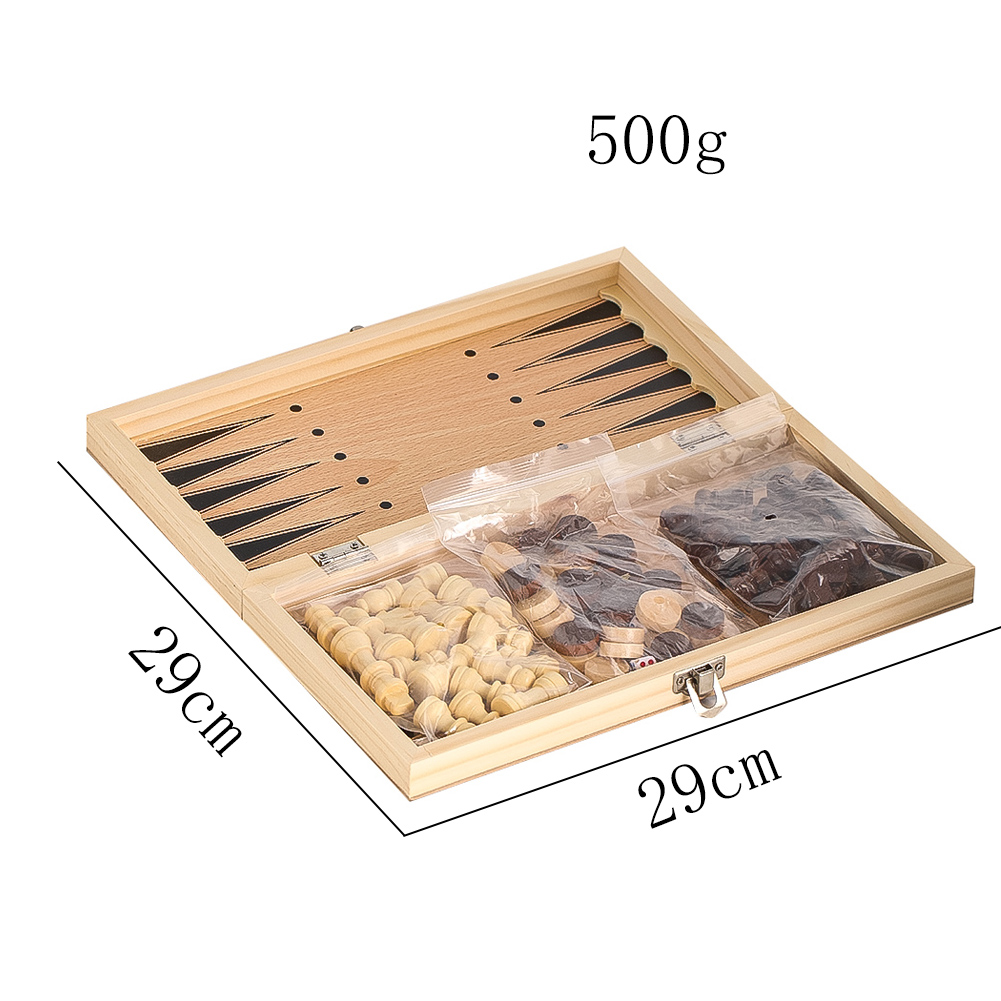 Wooden 3-in-1 Checkers Backgam - Board Game Zenith ulasan dan harga