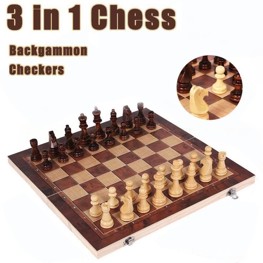 3 in 1 Wooden Chess Backgammon - Board Game Zenith ulasan dan harga