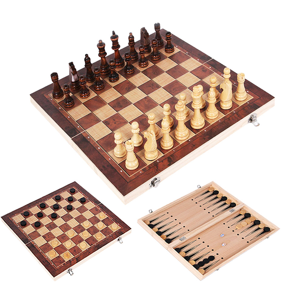3 in 1 Wooden Chess Backgammon - Board Game Zenith ulasan dan harga